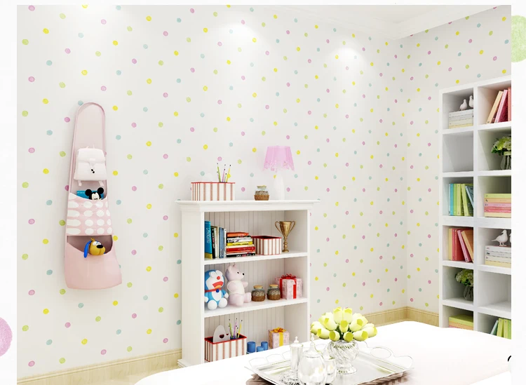 ورق حائط صغير منقطة لغرفة الأطفال ورق جدران من القماش غير المنسوج لفات ديكور منزلي لغرفة الأطفال dots wallpaper polka dot wallpaperwallpaper for children aliexpress