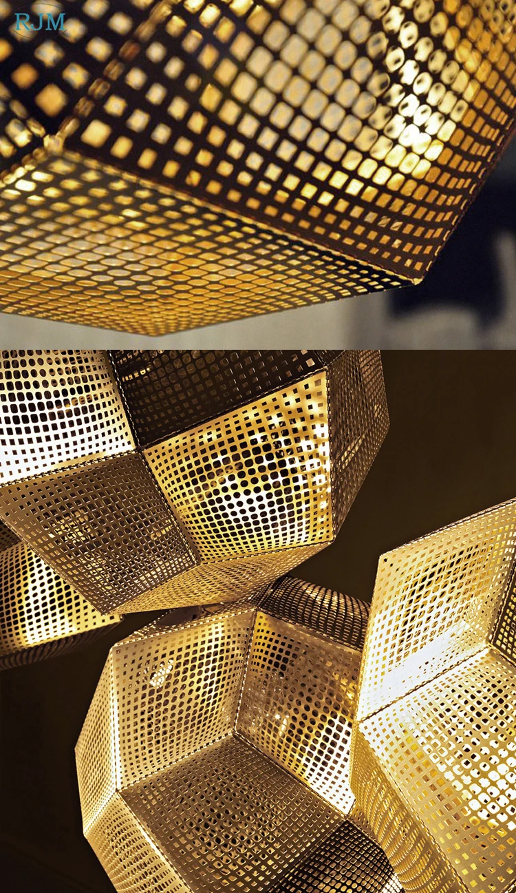 Современные металлические подвесные светильники из нержавеющей стали с геометрическим рисунком, модные золотые подвесные светильники для ресторана, бара, магазина одежды
