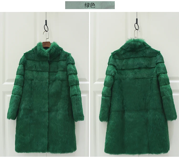 Real genuine natural full pelt whole skin rabbit fur coat women fashion stand collar jacket custom any size