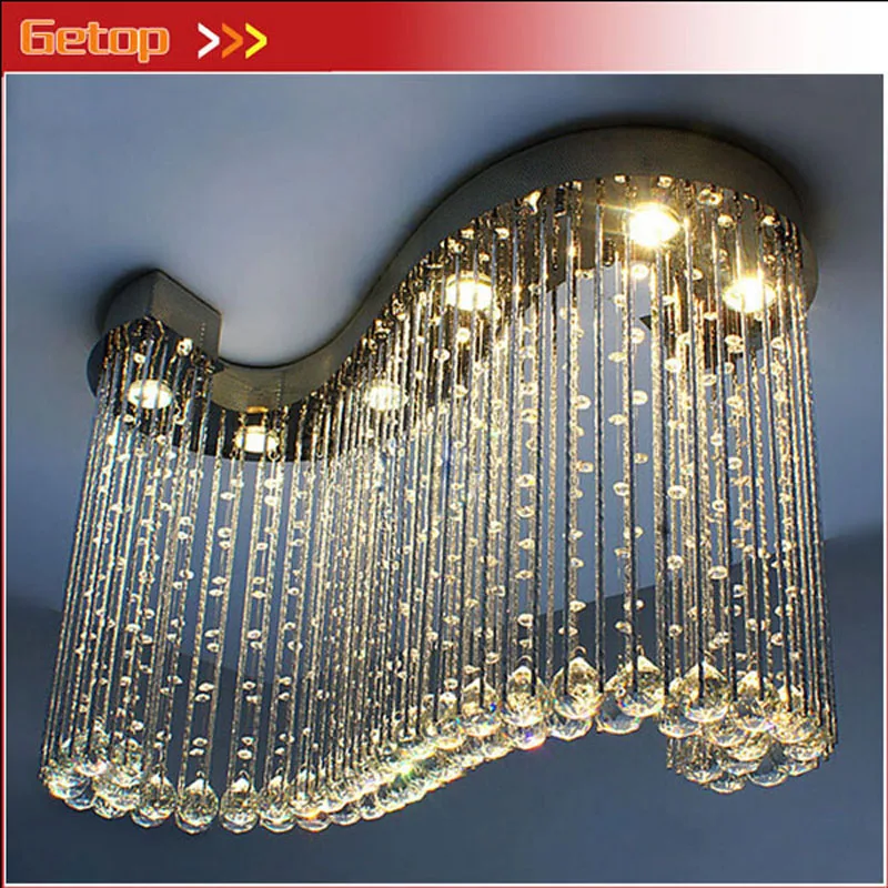 

K9 Crystal Chandelier Individual S wave-shaped GU10 LED Light Included Fixtures Ceiling Lamp Parlor Bedroom Restaurant