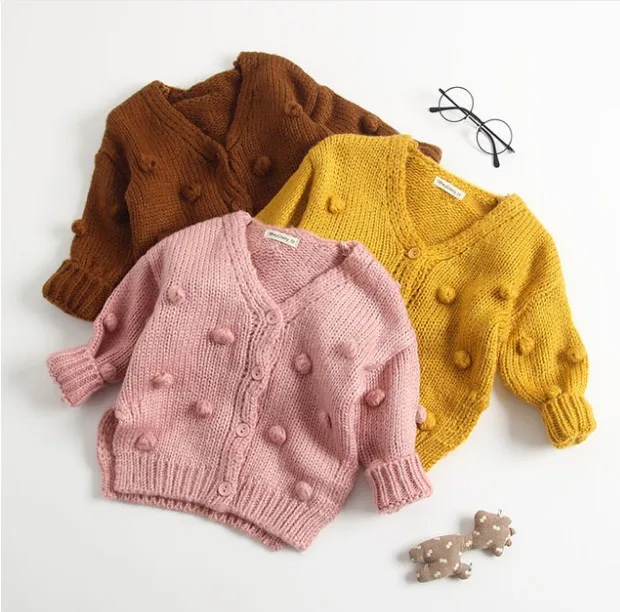 

1-3 Years Old Baby Girl Sweater Child 17 Winter Ball In Hand Down Sweater Cardigan Jacket Cardigan For Girl Girls Cardigan
