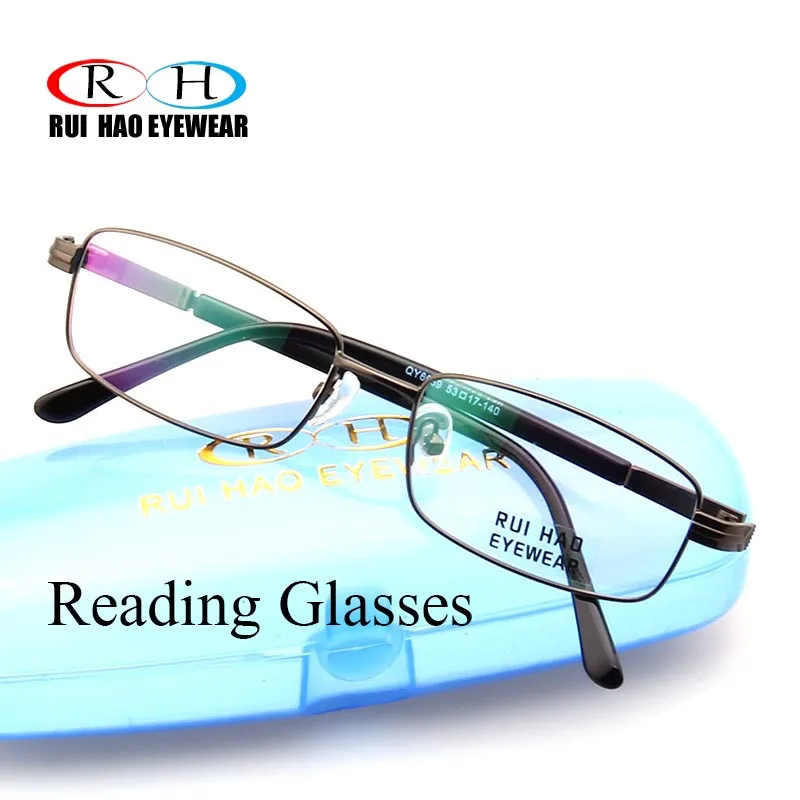 

Super Clear Reading Glasses Rectangle Presbyopic Glasses Concise Optical Alloy Spectacles Frame With HMC Coating Resin Lenses