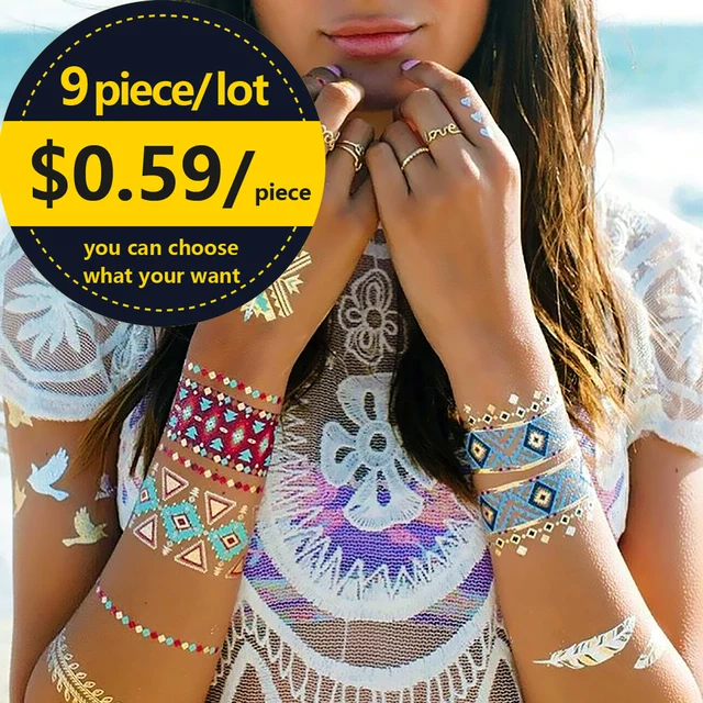 9 Pcs/lot Waterproof Flash Tattoo Non-toxic Temporary Tattoo Sticker 9 Pcs/lot Waterproof Flash Tattoo Non-toxic Temporary Tattoo Sticker