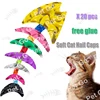 New FASHION colorful Cat  Nail Caps soft cat  Claw  Soft Paws 20 PCS/lot with free Adhesive Glue Size XS S M LGift for pet ► Photo 3/6