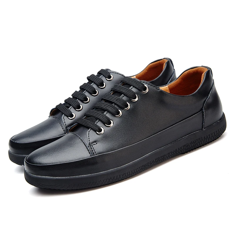 Г., новая осенняя мужская повседневная обувь дышащая износостойкая обувь удобные летние белые кроссовки на плоской подошве с круглым носком на шнуровке - Цвет: Black