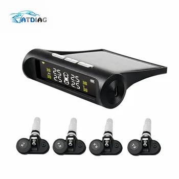 

Solar Power USB TPMS Car Tire Pressure Monitoring System LCD 4 External / Internal Sensors for SUV Temperature Warning