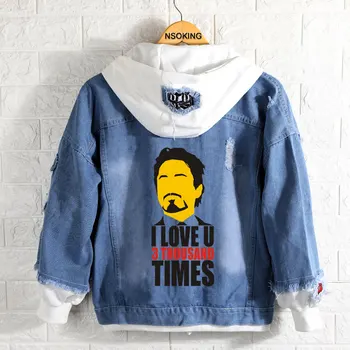 

Film Avengers 4 Endgame Iron Man hoodie Anime cosplay i love you u 3000 times coat jacket spring autumn men Jeans Outerwear