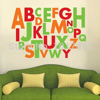 

Large Size 3 Mixed Colors Alphabet Vinyl Wall Sticker A to Z 26 English Letters Wall Art Decals For Kid Rooms , Classroom Decor