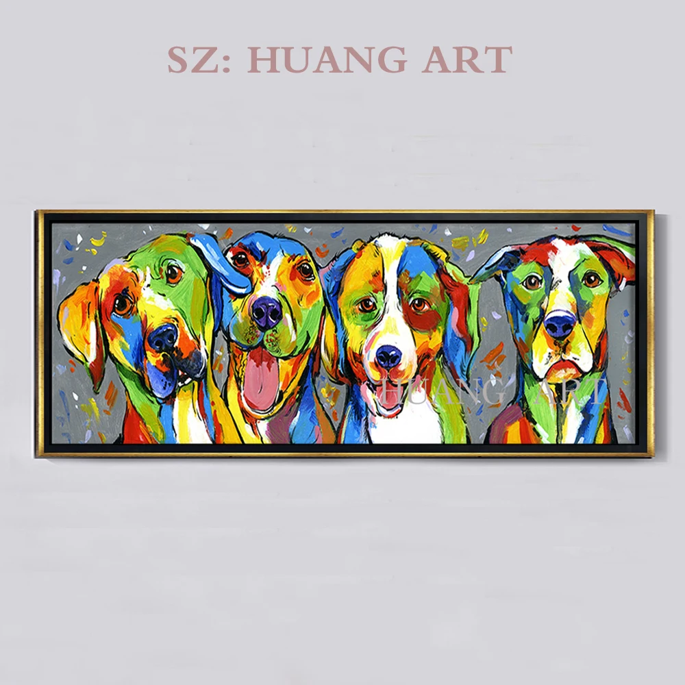 

Hand Painted Oil Painting Animal Mischievous Dog Blowing Bubbles Funny Artwork for Home Decor Large murals decorate the hotel
