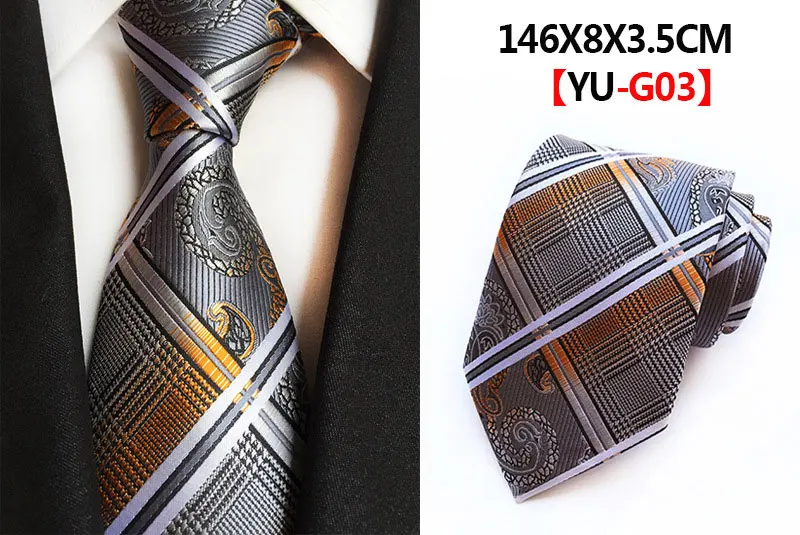 Classic 8cm Formal Tie Black Bule Striped Plaid Jacquard Necktie For Men Business Wedding Neckwear Gift Accessories Ties Gravata - Цвет: A03