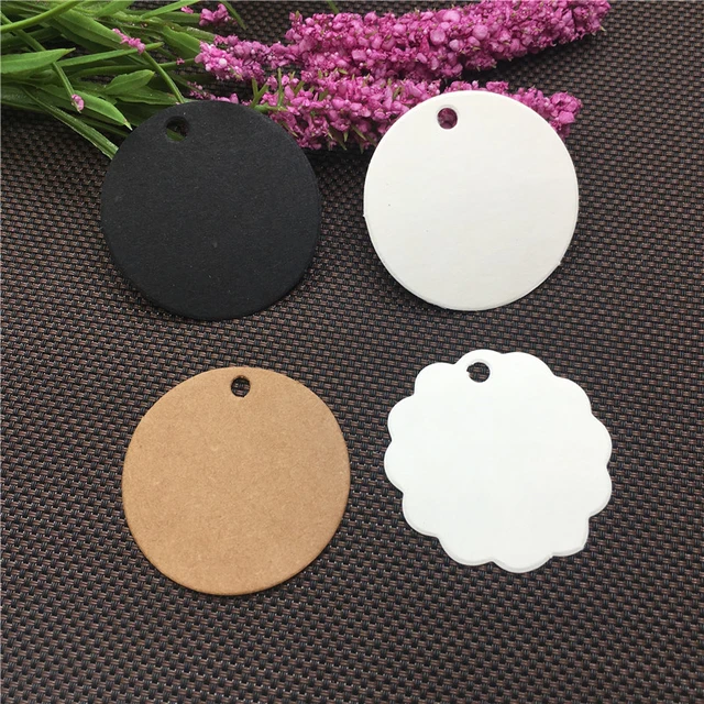 100pcs/lot Brown Kraft Paper Tags Round Luggage Note Blank Handmade Price  Label Cards Christmas Wedding Party Decoration Tag