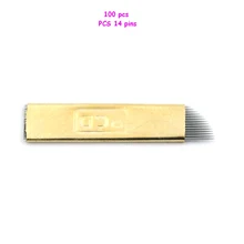 100 шт Перманентный макияж для бровей ручные татуировки конические лезвия 14 игл для микроblding Ручка иглы для татуировки