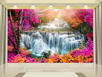 

3d photo wallpaper custom mural living room waterfall flower scenery painting sofa TV background non-woven wallpaper for wall 3d
