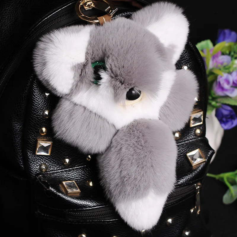 

Fluffy 2Color 20cm Lazy Rabbit Fur Raccoon Keychain NMD Car&Bag Charm Pendant Bear Doll Key Chain Fur Pompons Keychain Llaveros