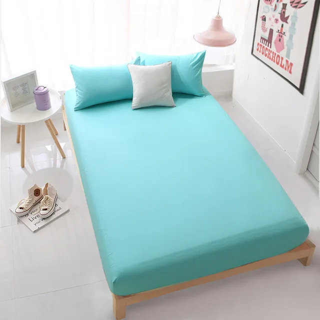 Buy 100 Cotton Fitted Sheet With Elastic Band Solid Color Bed Sheets Linen