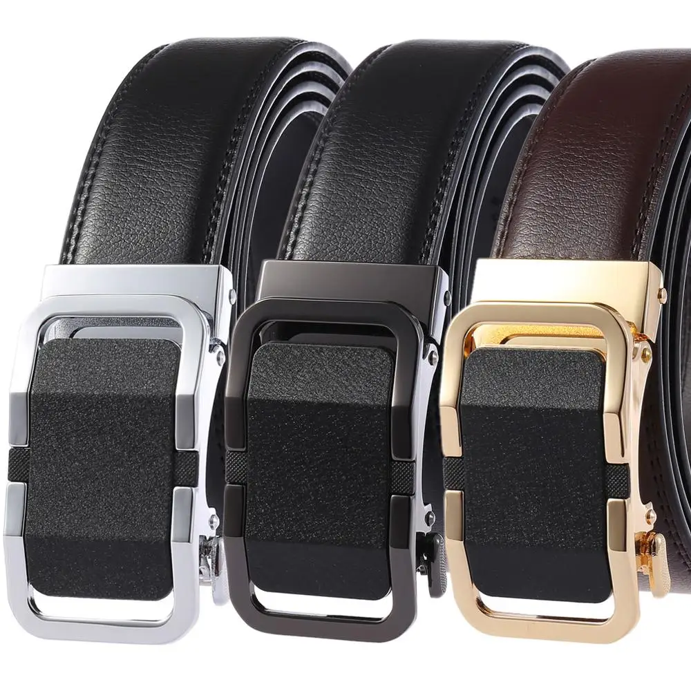 

New Arrival Cow Genuine Leather Men's Belt Cowhide Strap for Male Automatic Buckle Belts for Men Alloy Buckle Belts