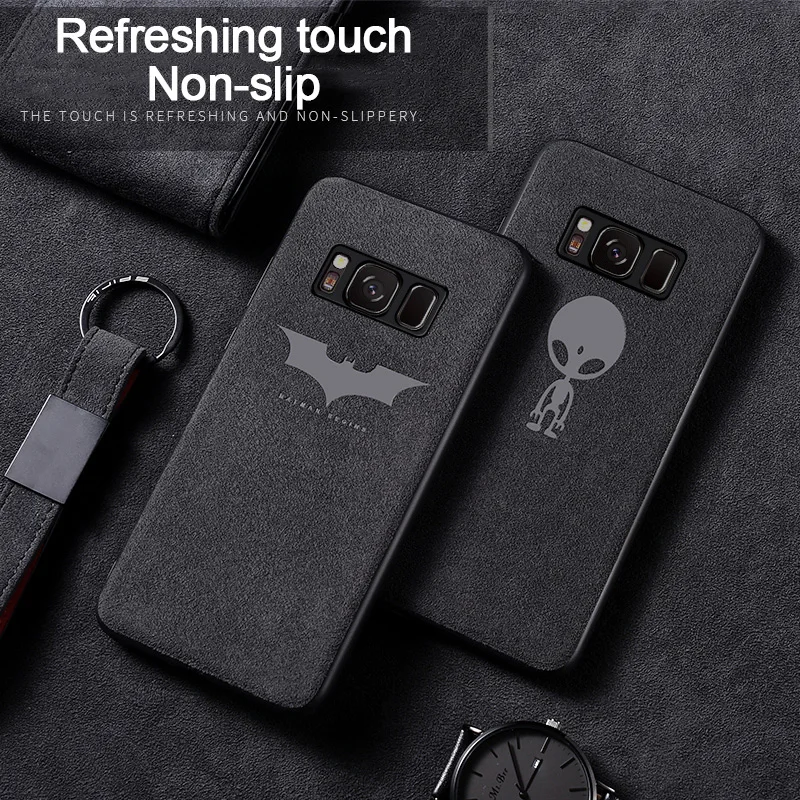 

1 Pcs Luxury Soft Turn Fur Phone Case For Samsung Galaxy s8 s9 Batman Pattern TPU Phone Back Cover For Samsung Galaxy s8 s9 plus
