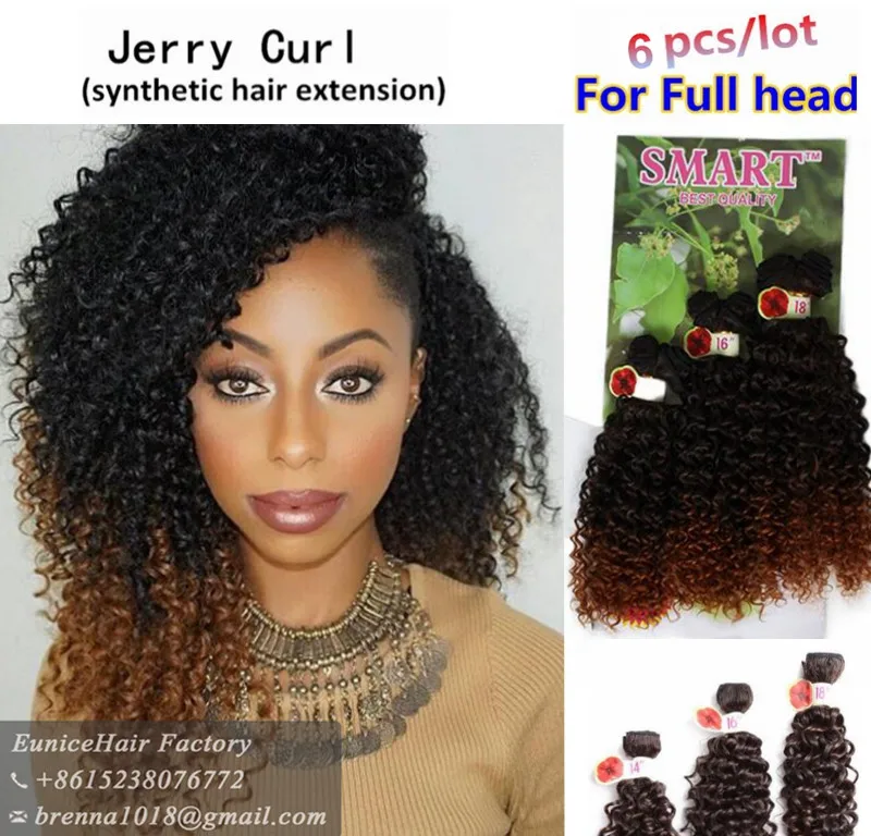 Unprocessed Brazilian Curly Hair Weave Bundles 6pcs Lot Synthetic