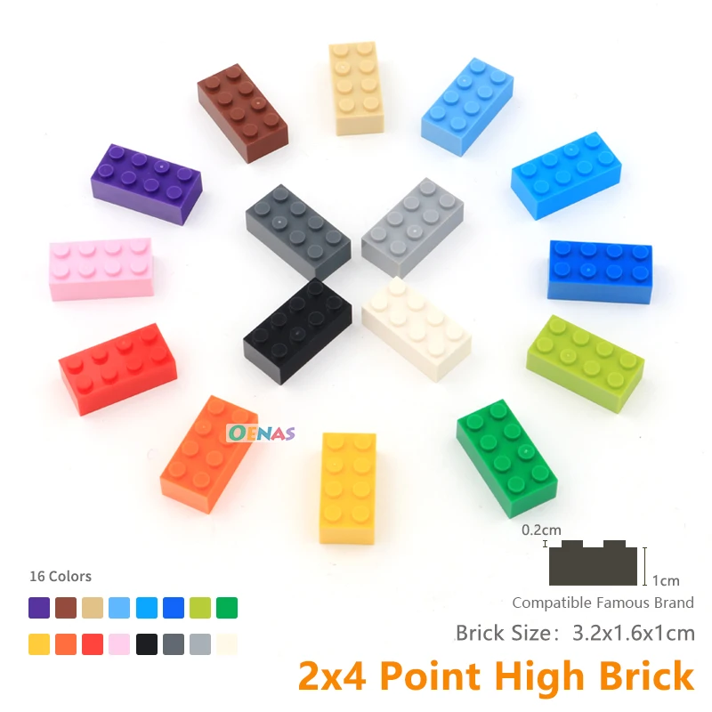 moc tiles 2x4 3001 High Brick Blocks Particles Classic Small Building Blocks parts DIY fit