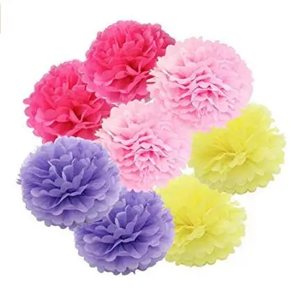 8pcs Mixed Pink Yellow Rose Red Purple Party Tissue Pom Poms Wedding 8pcs Mixed Pink Yellow Rose Red Purple Party Tissue Pom Poms Wedding Garland Pompoms Birthday Shower Decoration