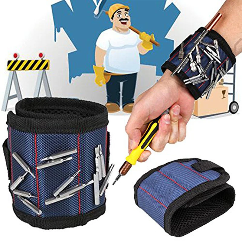Полиэфирный магнитный браслет, Портативная сумка для инструментов, электрик, ремень для запястья, шурупы, гвозди, сверла, держатель, инструменты для ремонта