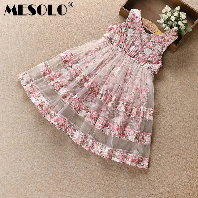 MESOLO/одежда Платья без рукавов для девочек, детский жилет с цветочным рисунком cuhk/Детское платье принцессы быстрая распродажа