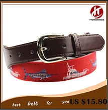 women custom handmade with fish needlepoint belt leather belt free shipping