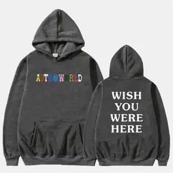 С изображением Трэвиса Скотта ASTROWORLD WISH YOU WERE HERE толстовки Мода Письмо ASTROWORLD Толстовка уличная человек женщина пуловер Толстовка