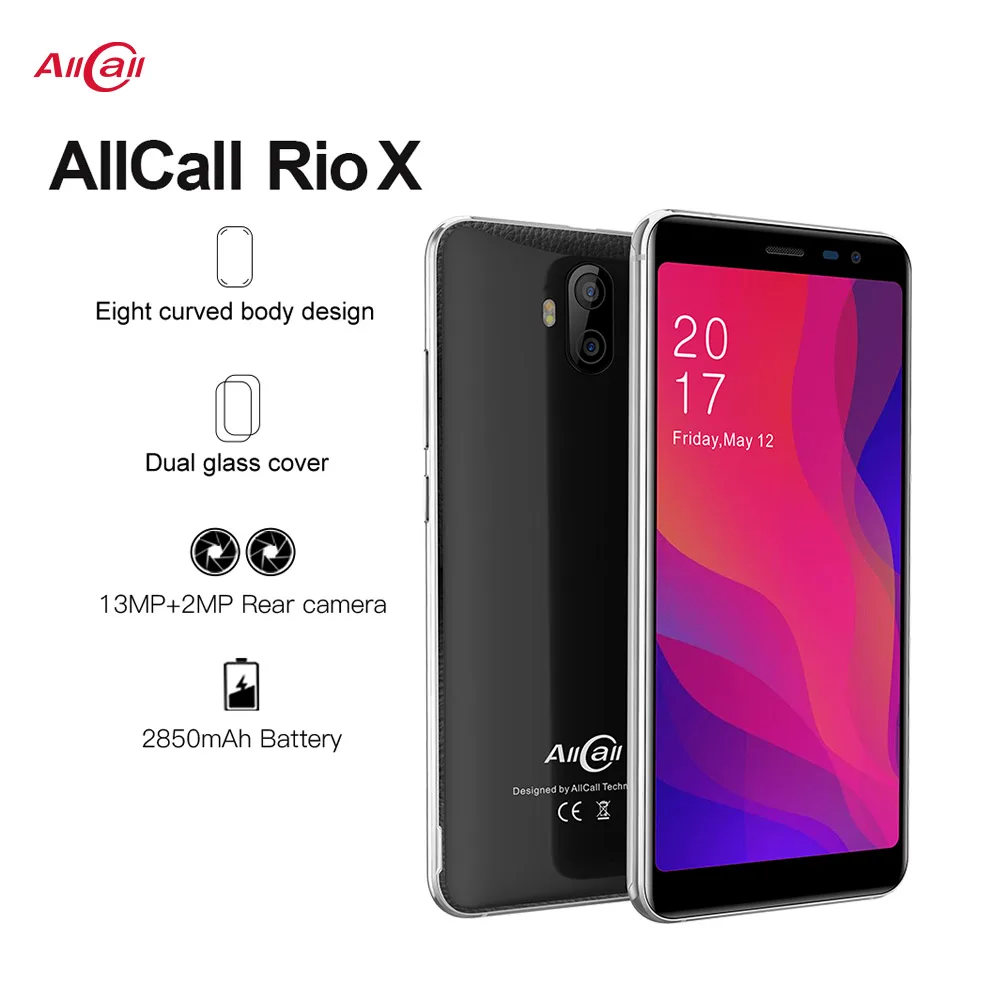 Allcall Rio X 3G смартфон 13 МП+ 2 Мп задняя двойная камера Android 8,1 18:9 5,5 дюймов MTK6580 четырехъядерный 1 ГБ ОЗУ 8 Гб ПЗУ мобильный телефон