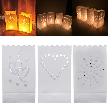 

10PCS Wedding Heart Tea Light Holder Luminaria Paper Lantern Candle Bag Home Outdoor Wedding Party Decoration Supplies 4 Pattern