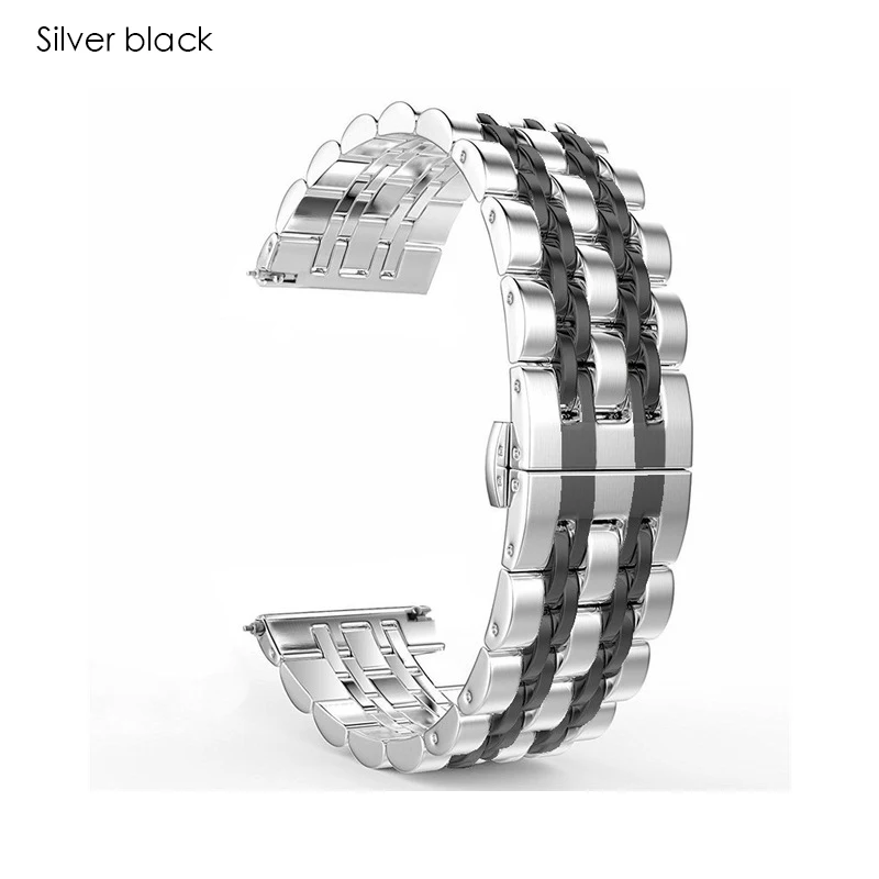 20 22 мм металлический ремешок для samsung Galaxy Watch 42 46 мм Активный браслет из нержавеющей стали для gear Sport S3 S2 классический Frontier Band - Band Color: Silver black