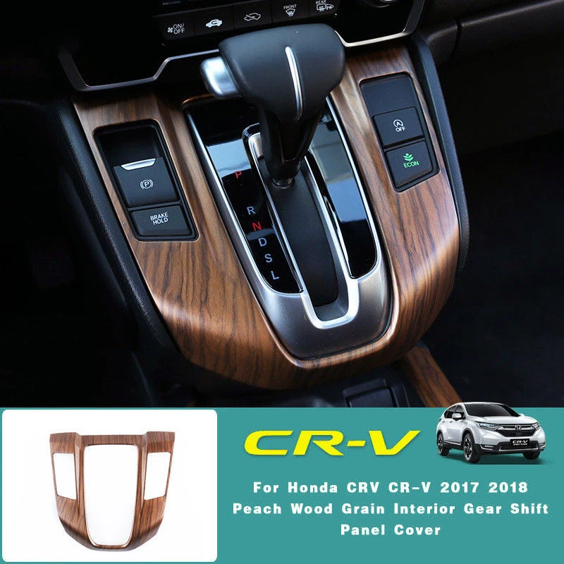 Newest For  CRV 2017 1PC ABS Wood Chrome Car Gear Shift Knob Sticker Panel Frame Cover Trims Car Styling Interior Accessories