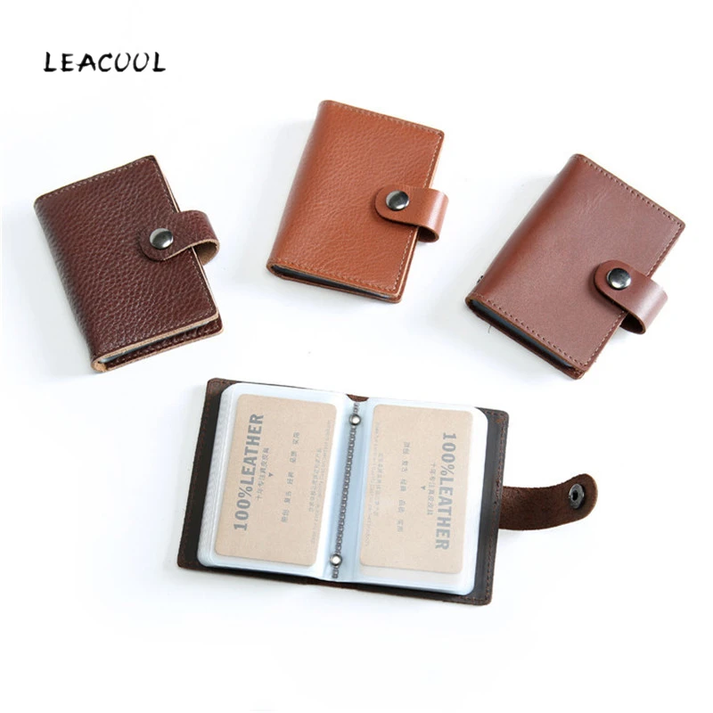 

100% Genuine Leather Function 20 Bits Card Case Business Card Holder Men Women Credit Passport Card Bag ID Passport Card Wallet