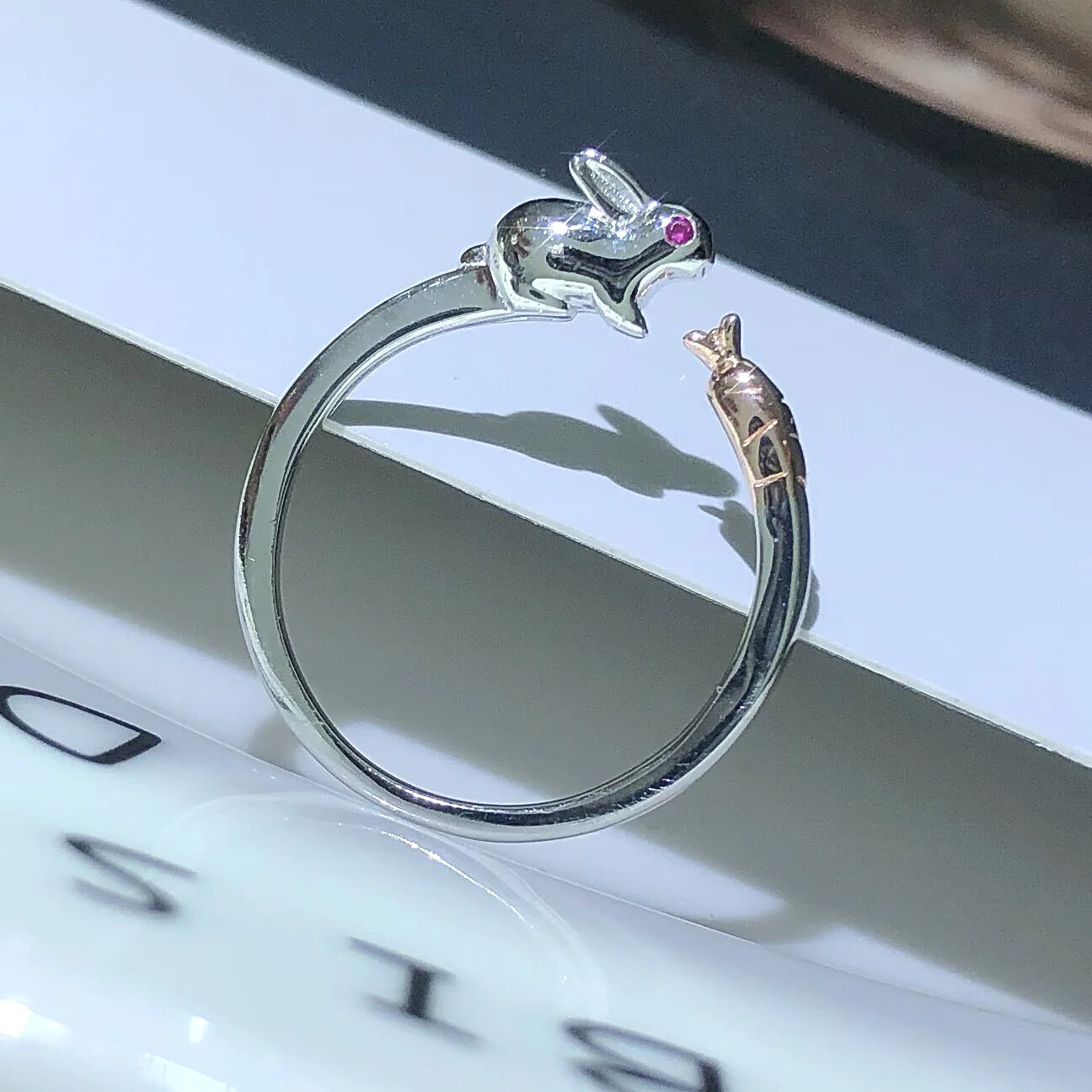 cute rabbit golden Carrot ring 100% Sterling 925 silver Jewelry Vintage Adjustable rings for women girl gift