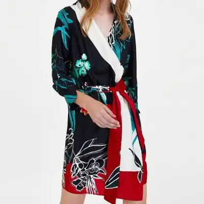 BM1177 srping za font b Women b font V Neck pullovers full sleeve font b printed