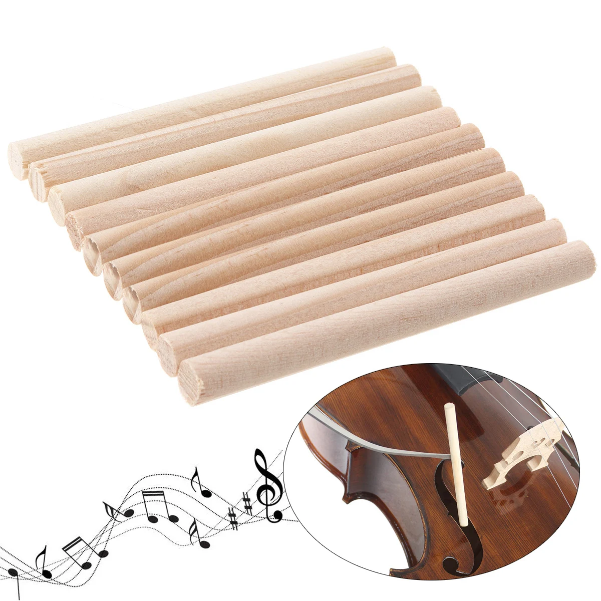 

10pcs Spruce Wood Violin Sound Post for 3/4 & 4/4 Violins