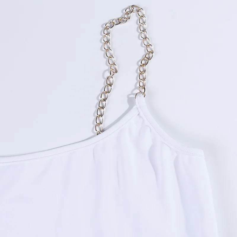 Hugcitar цепи спагетти обвязки лоскутное Открытое сексуальное платье 2019 летние женские модные Клубные уличная мода, вечеринки