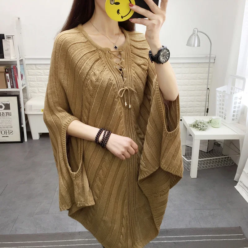 Bat Shirt Sweater Female Autumn Long Loose Cloak 2018 Korean Fashion Women Head Large Size knitting Sweater Spring tops XY508 Bat Shirt Sweater Female Autumn Long Loose Cloak 2018 Korean Fashion Women Head Large Size knitting Sweater Spring tops XY508