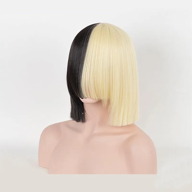 New High Quality Women S Sia Wig Medium Half Black And Half Blonde Cosplay Party Fake Hair Synthetic Hair Wig Free Shipping Synthetic Hair Wigs Wigs Freehair Wigs Aliexpress New High Quality Women S Sia Wig Medium Half Black And Half Blonde Cosplay Party Fake Hair Synthetic Hair Wig Free Shipping Synthetic Hair Wigs Wigs Freehair Wigs Aliexpress