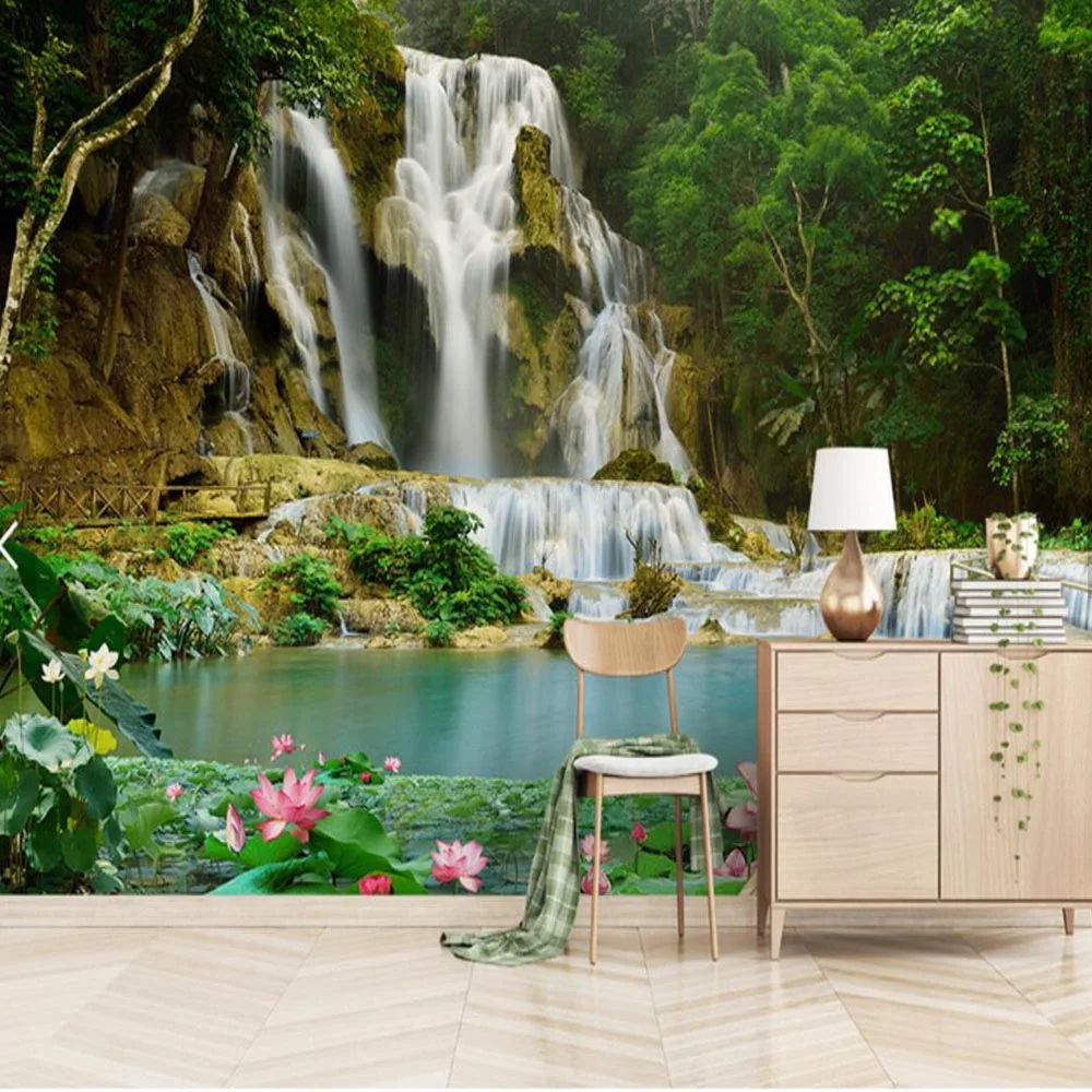 

Waterfall Photo Wallpaper Mural Landscape Large Size Wall Papers Creative 3d Wallpaper 3d papier peint contact paper Custom Size