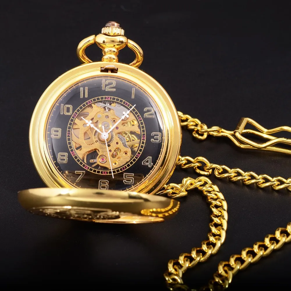 Новые механические карманные часы унисекс Феникс Крылья резьба дизайн рука ветер Классический элегантный Скелет Мода карманные Fob часы