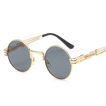 

Gothic Steampunk Sunglasses Men Women Metal WrapEyeglasses Round Shade Brand Designer Sunglasses Retro Mirror High Quality UV400