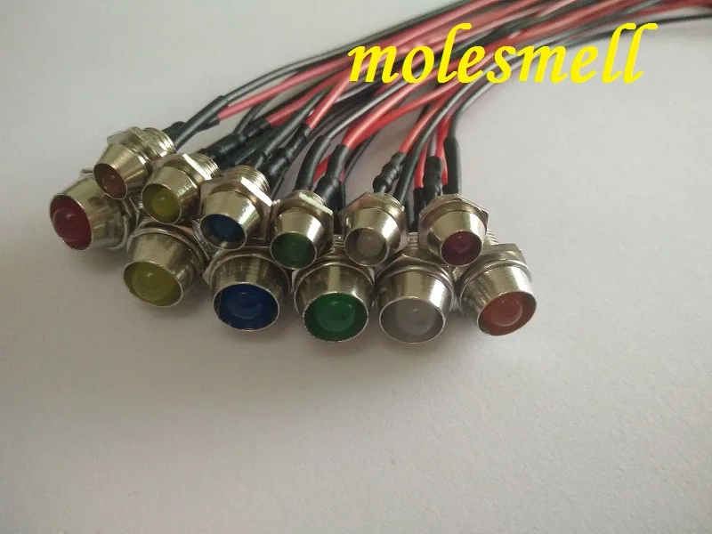 

5pcs 3mm/5mm 24V DC Pre-Wired diffused LED + Chrome Bezel Holder Light red yellow blue green white orange warm white diffused