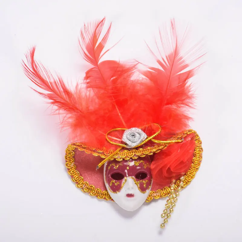 

Red Green Blue Pink Yellow Venetian Hat Mask Ornament Fridge Magnet Venice Tourist Souvenirs Home Decoration 20pcs/lot DEC226