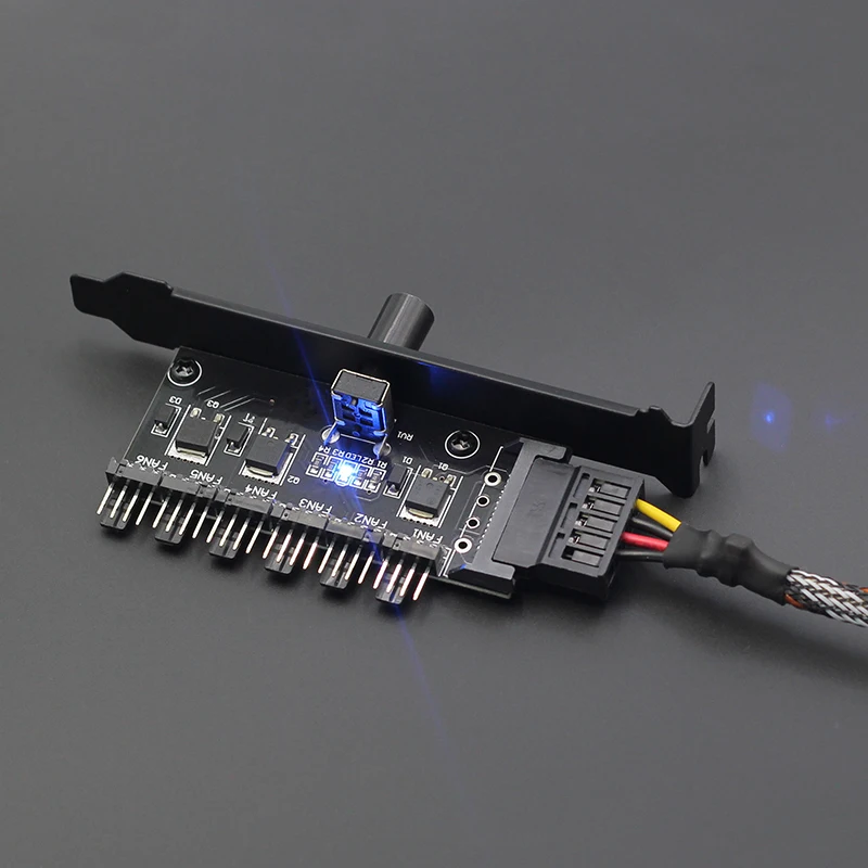 Cheap PC 6 Channels Fan Hub Cooling Fan Speed Controller For CPU Case HDD VGA PWM Fan PCI Bracket Power By 12V 3pin 4pin Fan Control