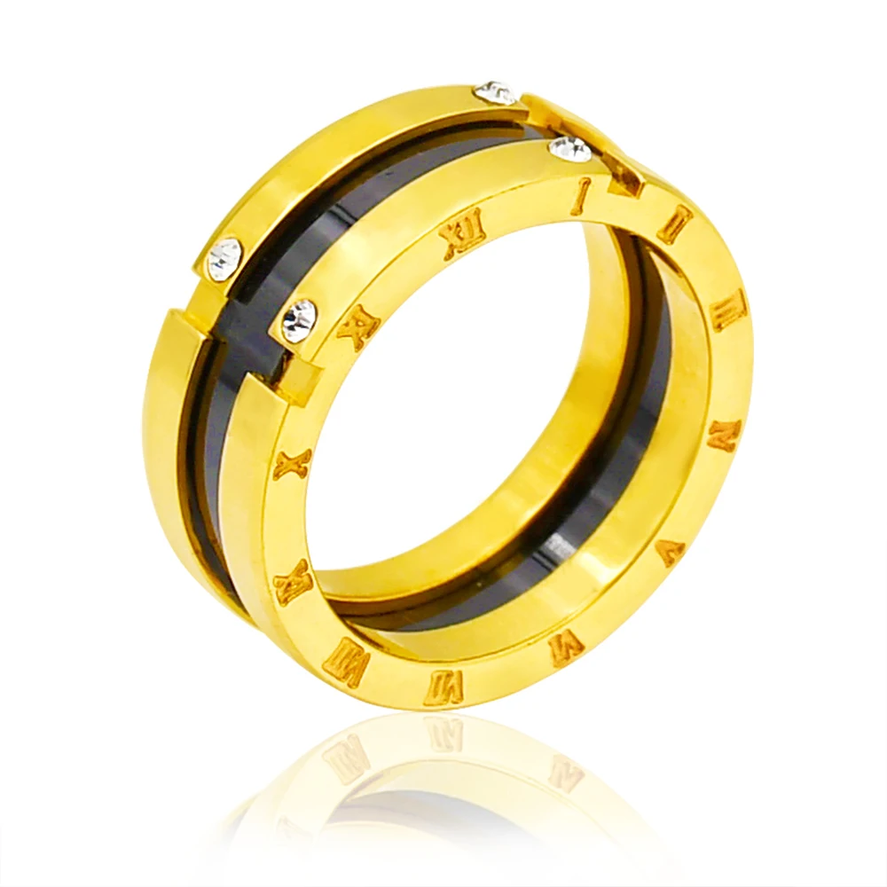 Бренд, модное керамическое кольцо с двумя клипсами из нержавеющей стали с любимыми/римскими цифрами для женщин, ручной мозаичный циркон, кольцо для любви