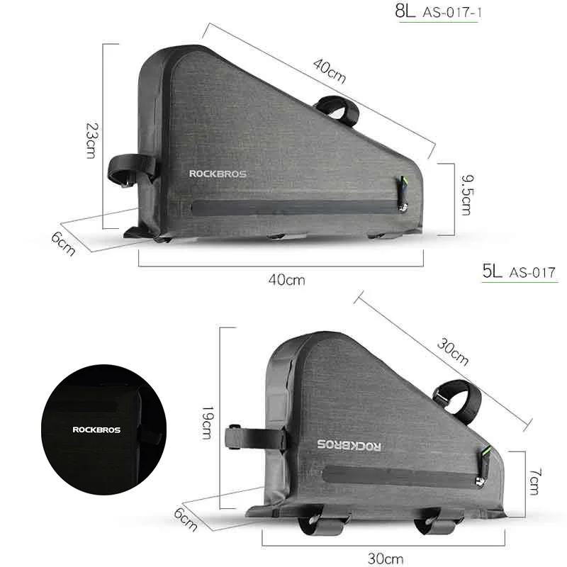 Perfect ROCKBROS 8L MTB Road Bike Bags Triangle Bag Pouch Reflective Rainproof Pannier Portable Adjustable Bicycle Bag Bike Accessories 1