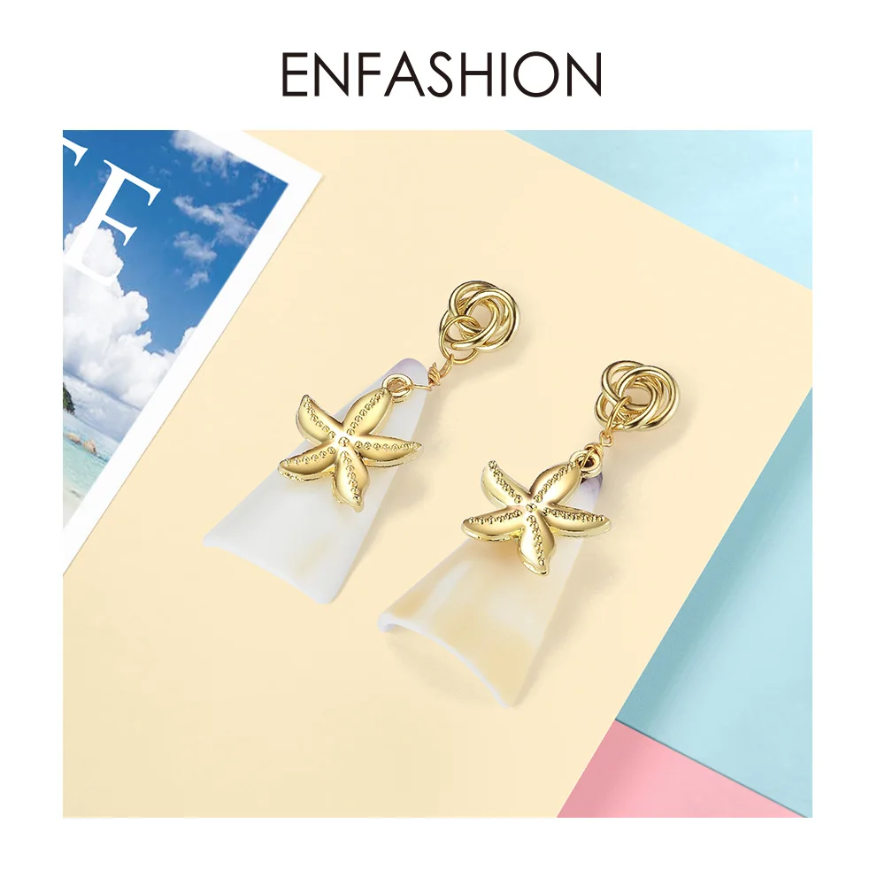 

ENFASHION Vintage Conch Drop Earrings For Women Bohemian Natural Mother Of Pearl Dangle Earings Fashion Jewelry Oorbellen EM1055