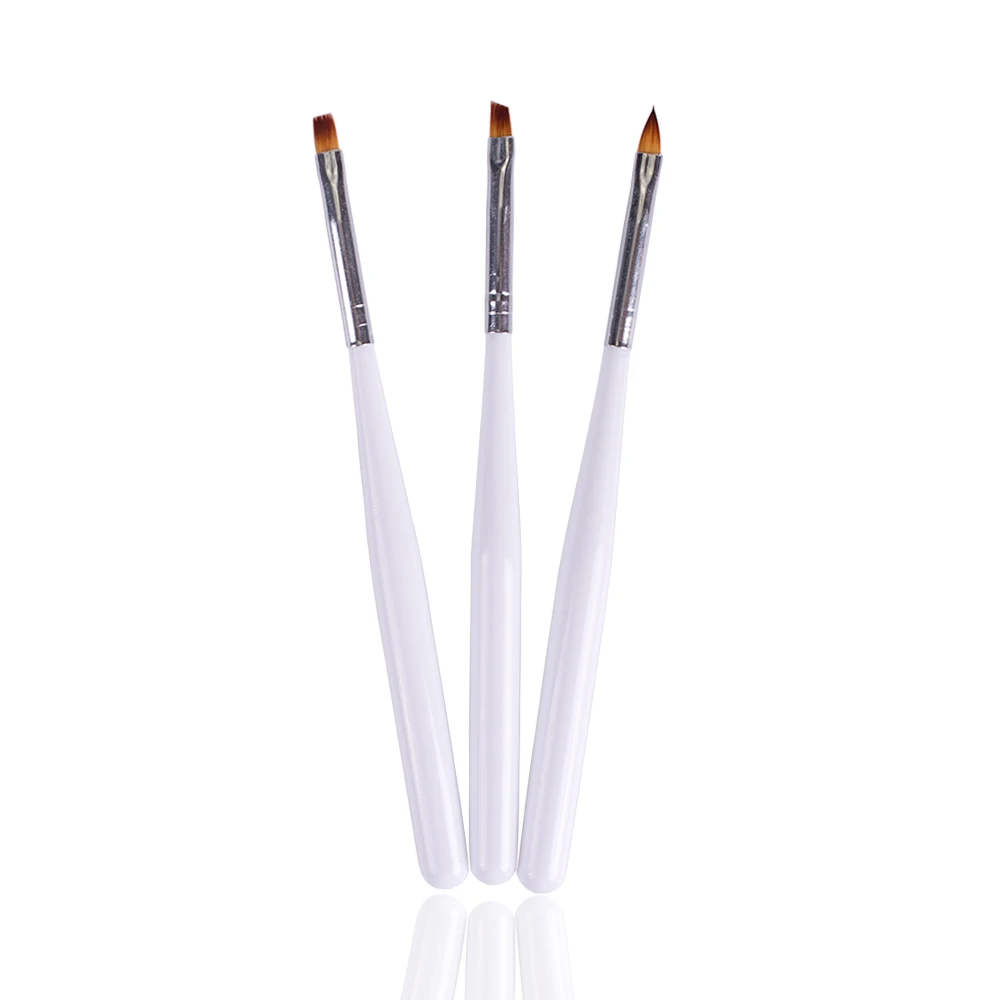

New Nail Brushes Sets 3pcs White Painting Carved UV Gel Polishing Pen for Nails Tips Manicure Nail Painted Tools CH612
