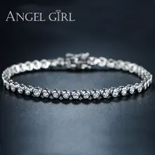 Angel girl Модные женские роскошные белые золотые цвета Круглый, прозрачный CZ теннисные браслеты и браслеты для элегантные вечерние ювелирные изделия